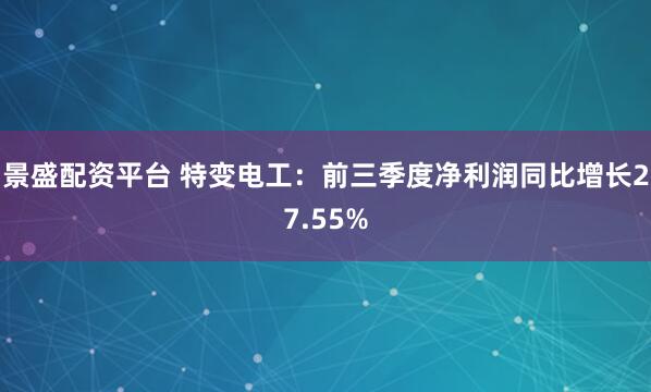 景盛配资平台 特变电工：前三季度净利润同比增长27.55%